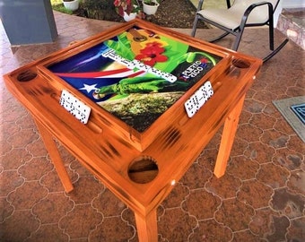 Handcrafted Custom White Pine Domino Table Puerto Rico, 30 Designs