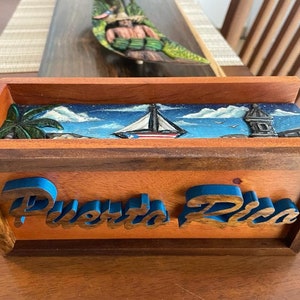 Handgemaakte Verano En Puerto Rico houten dominostenen set Puerto Rico