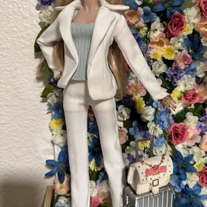 12” Doll White Suit Jacket | 12” Coat Jacket | Doll Flare Pants and Tops | Doll Coat | Fashion Royalty Suit Ensemble | Sold Separately