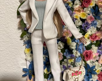 12” Doll White Suit Jacket | 12” Coat Jacket | Doll Flare Pants and Tops | Doll Coat | Fashion Royalty Suit Ensemble | Sold Separately