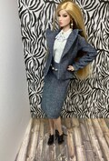 Chambray Suit Set  | Fashion Royalty Suit Ensemble |  Clothes for Fashion Dolls | Fashion Royalty Clothes | Doll Jacket, Skirt, and Top |