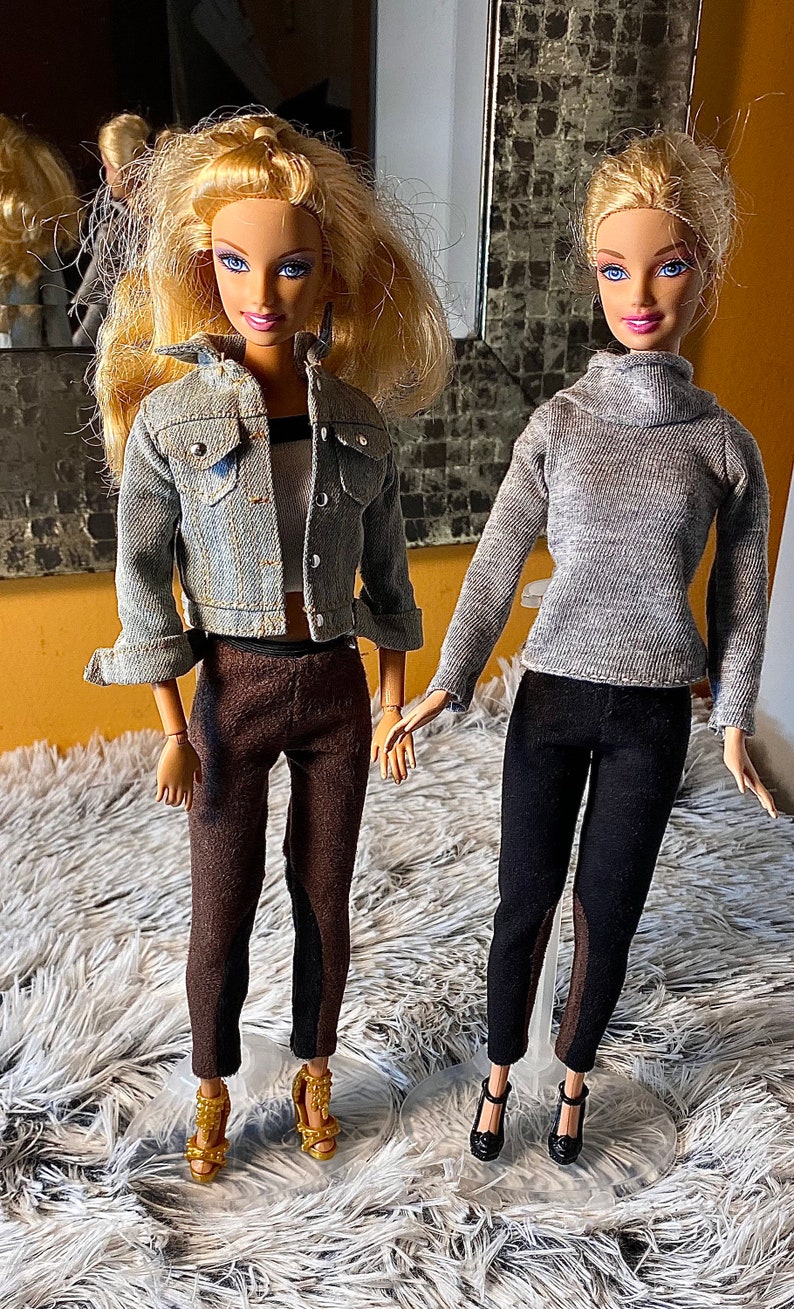 Barbie doll Tank Top Dolls Long Sleeve Boatneck Shirt for Barbie Barbie Faux Suede Pants Barbie Lounge Wear Barbie Doll Clothes |