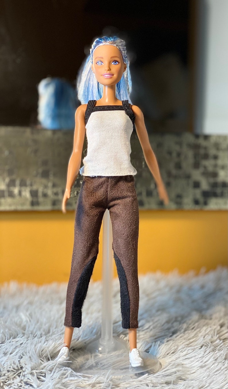 Barbie doll Tank Top Dolls Long Sleeve Boatneck Shirt for Barbie Barbie Faux Suede Pants Barbie Lounge Wear Barbie Doll Clothes |