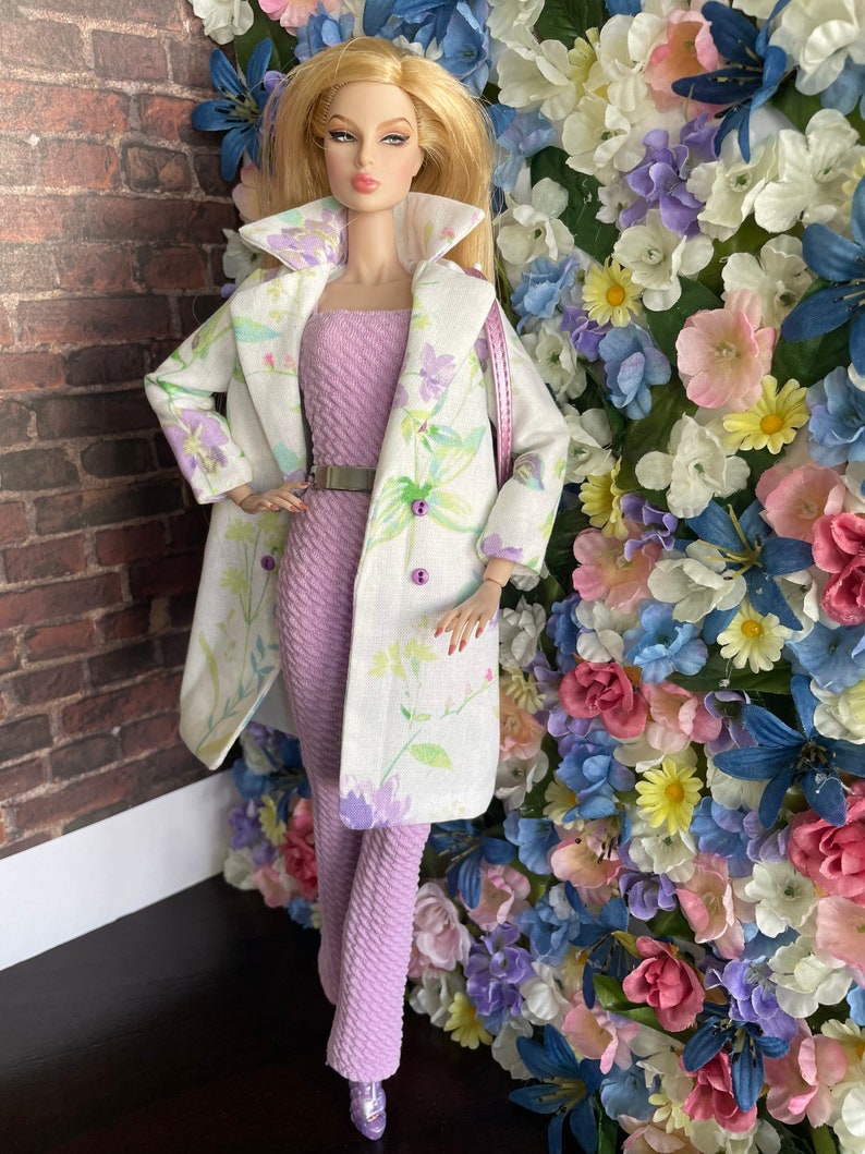 Pleated Chiffon Jumpsuit with Belt Lavender