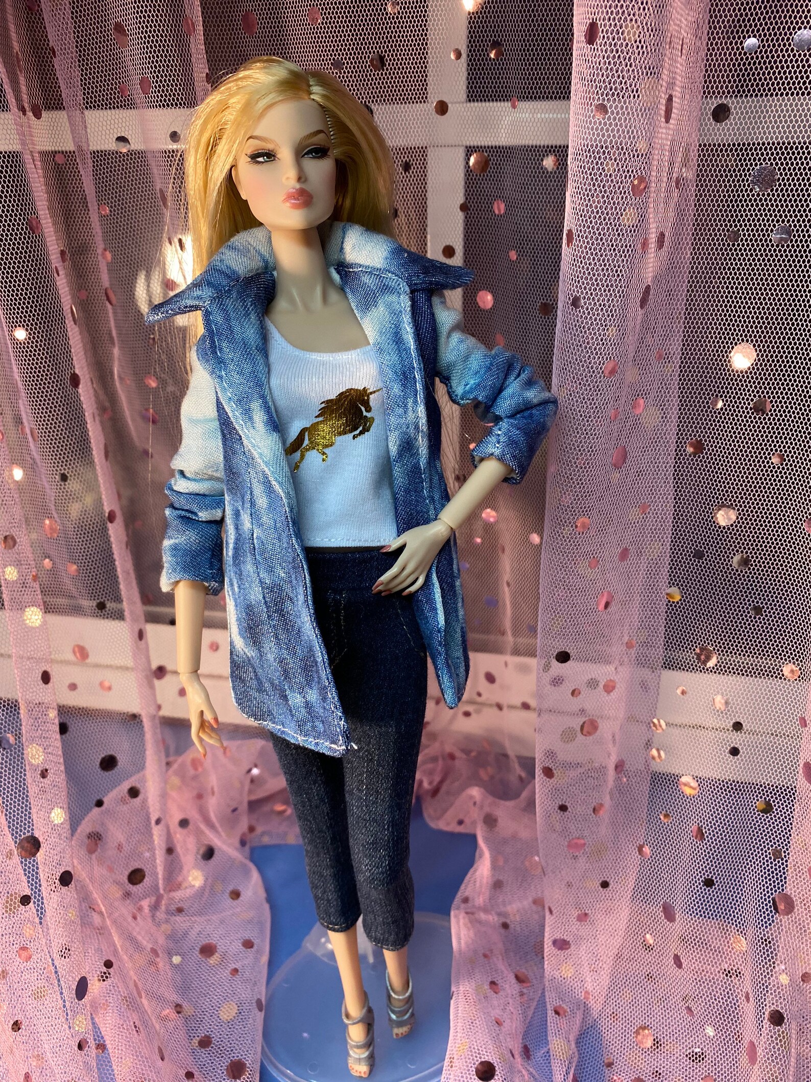 Barbie Doll Denim Ensemble with TieDye Coat Jacket Bustier Etsy