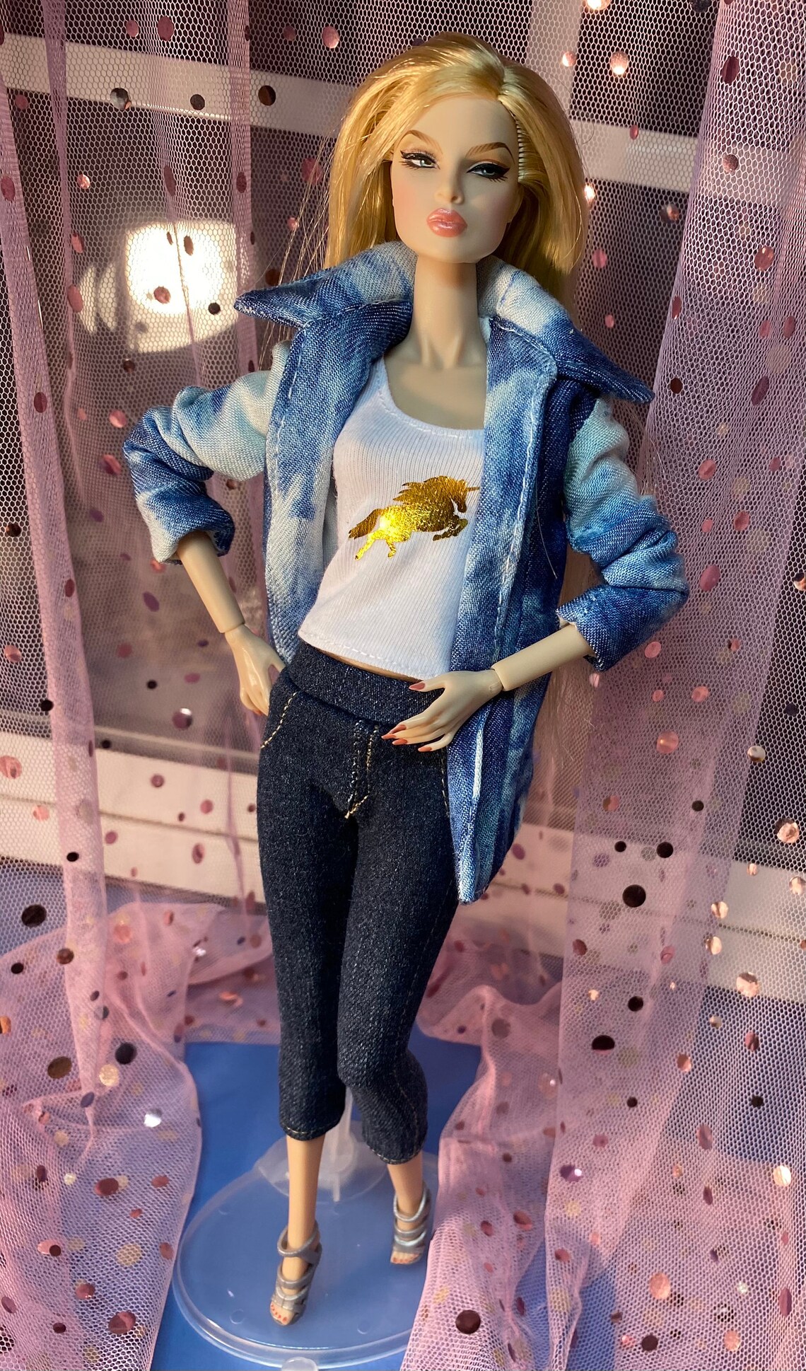 Barbie Doll Denim Ensemble with TieDye Coat Jacket Bustier Etsy