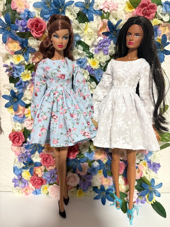 12 Inch Doll Flower Print Dress | Long Sleeves Cuff Dress | Fashion  Royalty Doll Clothes | Fashion Royalty Summer Dress | Flower Doll Dress -  Etsy
