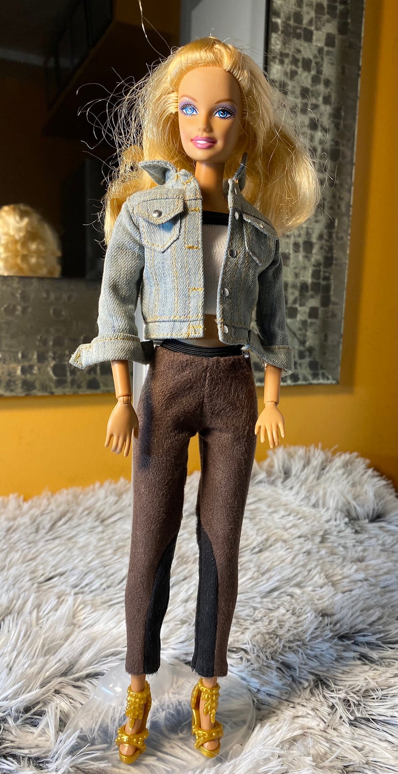 Barbie doll Tank Top Dolls Long Sleeve Boatneck Shirt for Barbie Barbie Faux Suede Pants Barbie Lounge Wear Barbie Doll Clothes |