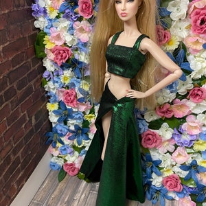 Fashion Royalty Doll Iridescent Green Top and Skirt  | Doll I Clothes | Doll Dress | 12” Inch Doll Party Dress | Fashion Royalty Clothes