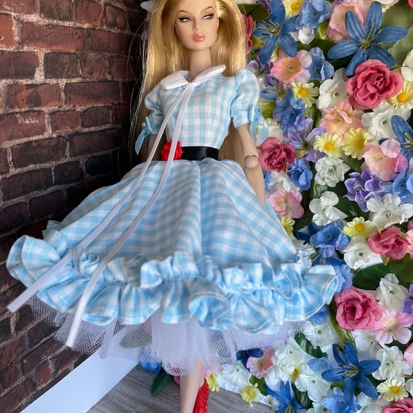 Gingham 1950’s inspired Outfit for 12” Inch Doll | Retro Style Dress | Fashion Royalty Doll Clothes | Fashion Royalty Dress | Doll Dress