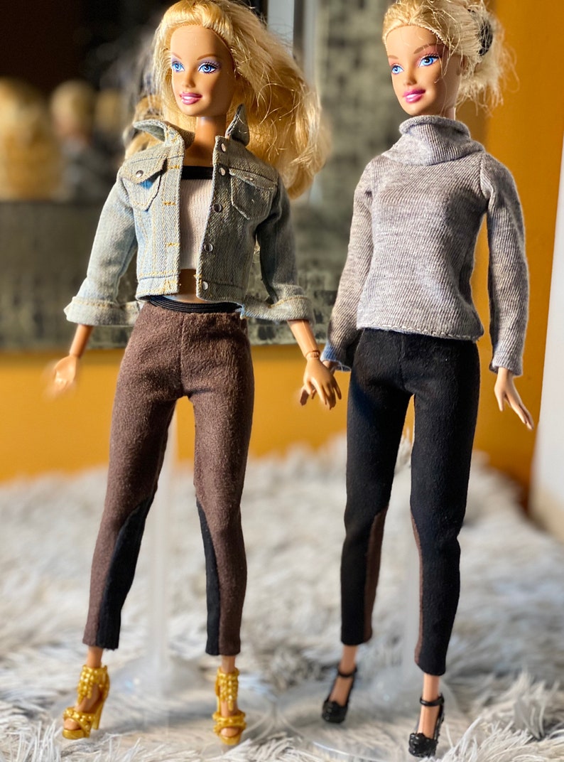Barbie doll Tank Top Dolls Long Sleeve Boatneck Shirt for Barbie Barbie Faux Suede Pants Barbie Lounge Wear Barbie Doll Clothes |