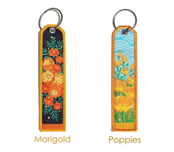 Woven Floral Jet Tag Keychain - Etsy