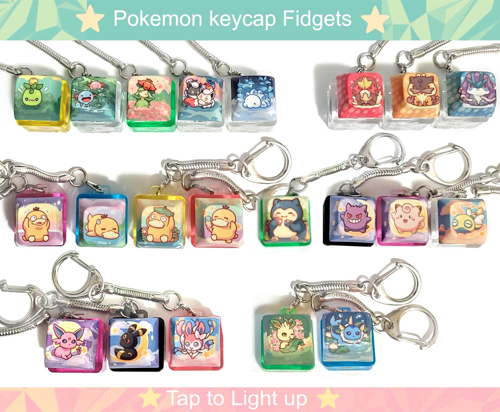 Pokemon Keycap Fidget Keychains - Etsy