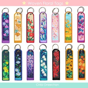 Woven Floral Jet Tag Keychain