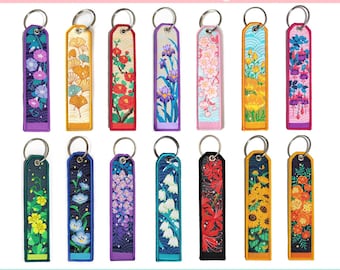 Woven Floral Jet Tag Keychain