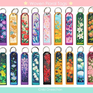 Woven Floral Jet Tag Keychain