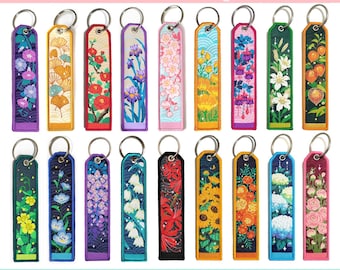 Woven Floral Jet Tag Keychain