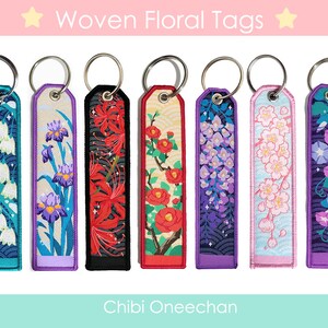 Woven Floral Jet Tag Keychain