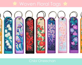 Woven Floral Jet Tag Keychain