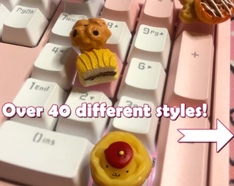 Handmade Cute Keycaps - Bakery Popsicle Star | White & Pink Caps | Varied Height | Cherry MX Gatreon Razer Outemu Mechanical Keyboard Kawaii