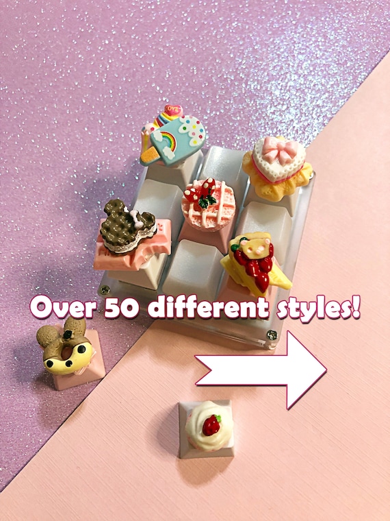 Handmade Cute Keycaps Cookies Cakes White & Pink Caps Etsy UK