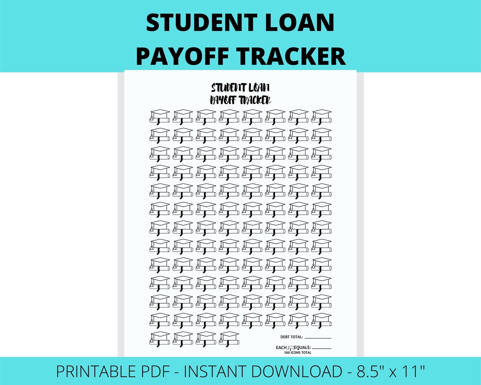 Student Loan Payoff Tracker Printable Student Loan Sink Pay Off The