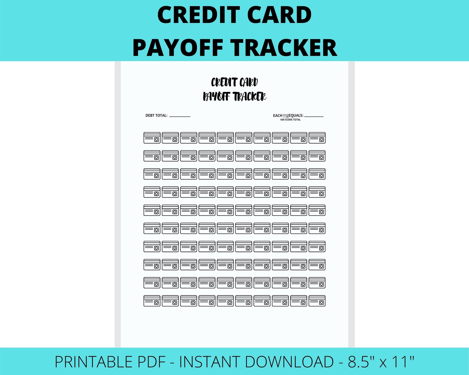 Credit Card Payoff Tracker Printable Credit Card Debt - Etsy