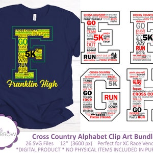 Cross Country Alphabet Clip Art SVG | T Shirt Sublimation Design Bundle ...