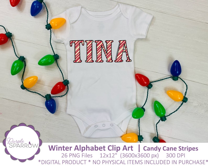 Winter Alphabet Clip Art | Candy Cane Stripes | 26 PNG Files - Etsy