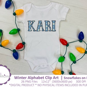 Winter Alphabet Clip Art | Snowflakes on Blue | 26 PNG Files - Etsy