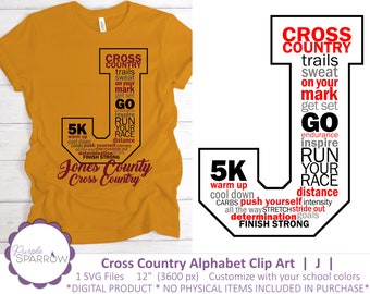 Cross Country Clip Art SVG  |  J  |  Sublimation Design for Shirts, Totes, Tumblers, Keychains, Stickers, and More!