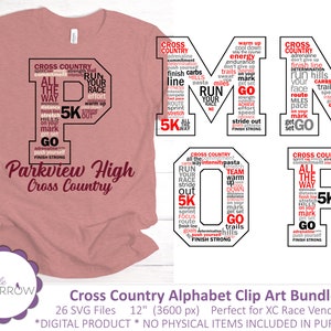 Cross Country Alphabet Clip Art SVG | T Shirt Sublimation Design Bundle ...