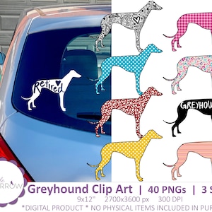 Greyhound Clip Art Collection / 3 SVG e 40 file PNG