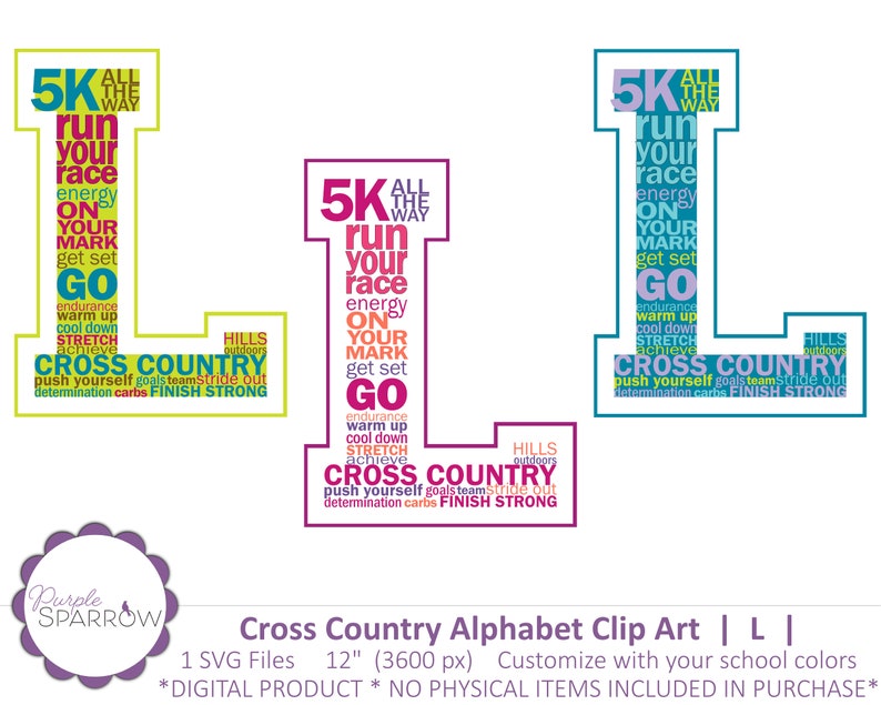 Cross Country Clip Art SVG | L | Sublimation Design for Shirts, Totes ...