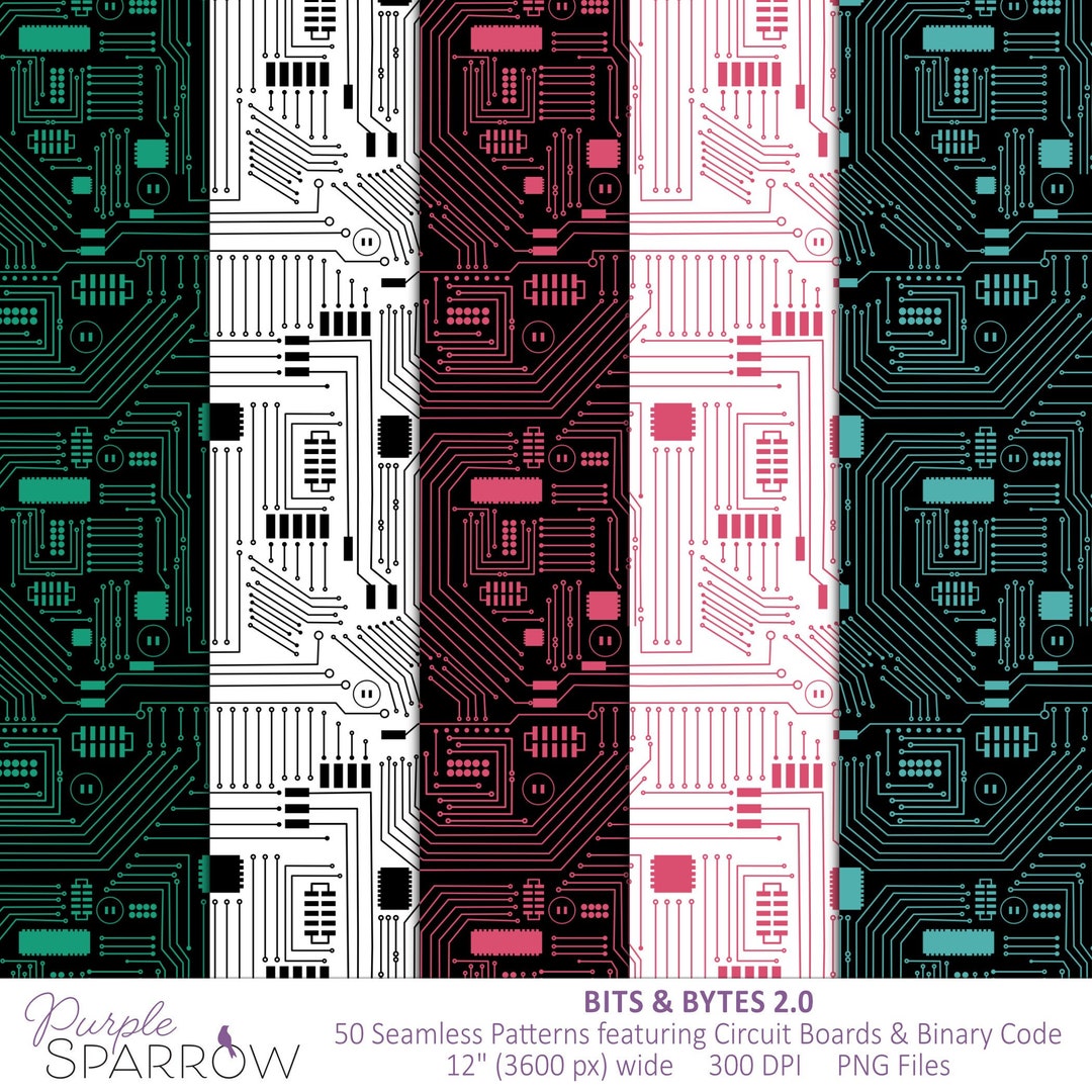 Byte Designes Bits & Bytes 2.0 | Seamless Patterns | Circuit Board Designs | PNG ...