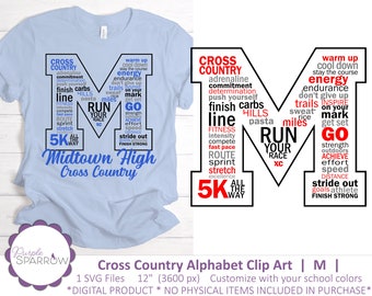 Cross Country Clip Art SVG  |  M  |  Sublimation Design for Shirts, Totes, Tumblers, Keychains, Stickers, and More!