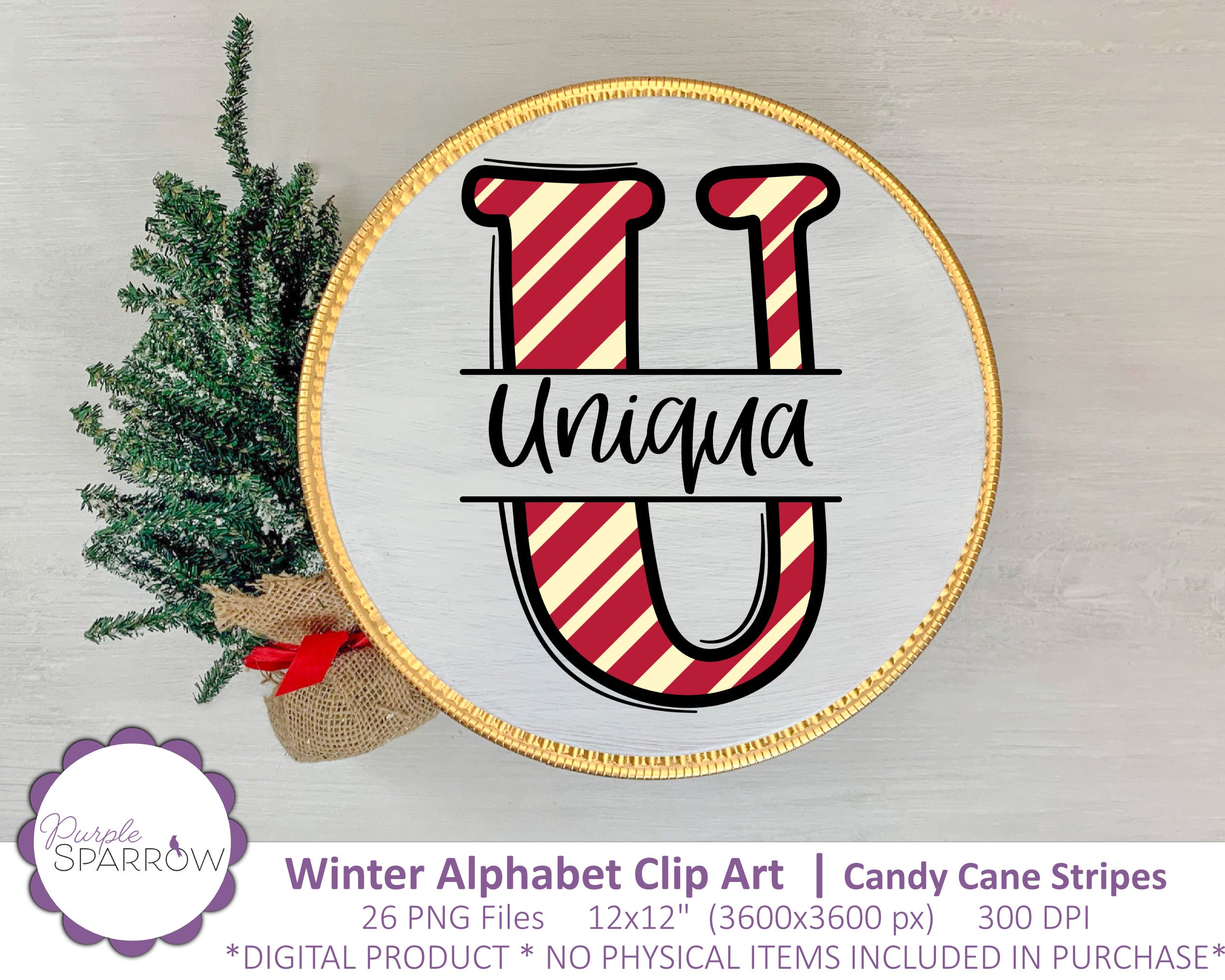 Winter Alphabet Clip Art | Candy Cane Stripes | 26 PNG Files - Etsy