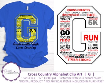 Cross Country Clip Art SVG  |  G  |  Sublimation Design for Shirts, Totes, Tumblers, Keychains, Stickers, and More!