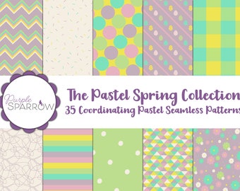 The Pastel Spring Collection  |  35 Seamless Repeating Patterns (PNG Files)