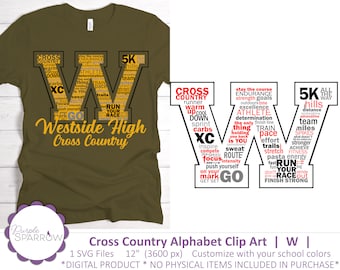 Cross Country Clip Art SVG  |  W  |  Sublimation Design for Shirts, Totes, Tumblers, Keychains, Stickers, and More!