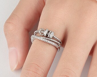 Zappeln Ring für Frauen, 925 Sterling Silber Angst Ring, Zappeln Ring für Tochter, Weihnachtsgeschenk für Tochter, Meditation Ring Spinner Ring