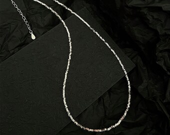Zierliche Halskette 925 Sterling Silber Perlen Halskette Minimalistische Halskette Für Frauen Geschenk für Sie Muttertagsgeschenk 40CM + 5CM EX NL47