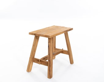 Small stool "Vintage" | 37 x 20 x H 30 cm | made from recycled teak | unique look and feel!