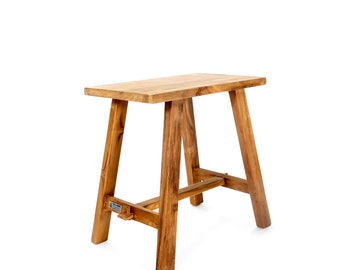 Ganesja Hocker aus fein geschliffenem Teakholz – 50 x 30 x H 50 cm – Beistelltisch – Pflanzentisch