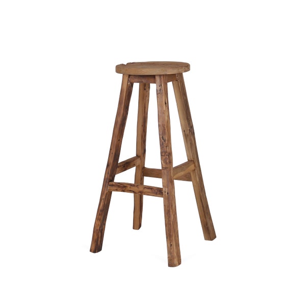 Tabouret de Bar Vintage rond - 4 pieds en bois - Ø30