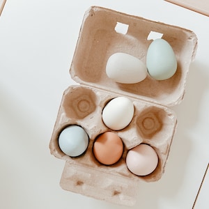 Hand Painted Wooden Eggs: Montessori Pretend Play Set