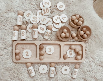 Math board early learner number math counting prek hands on math tactile learning through play educational toy wood toy Montessori learning