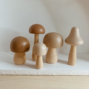 Wooden Mushroom Set: Montessori Loose Parts Toy, Playroom Decor