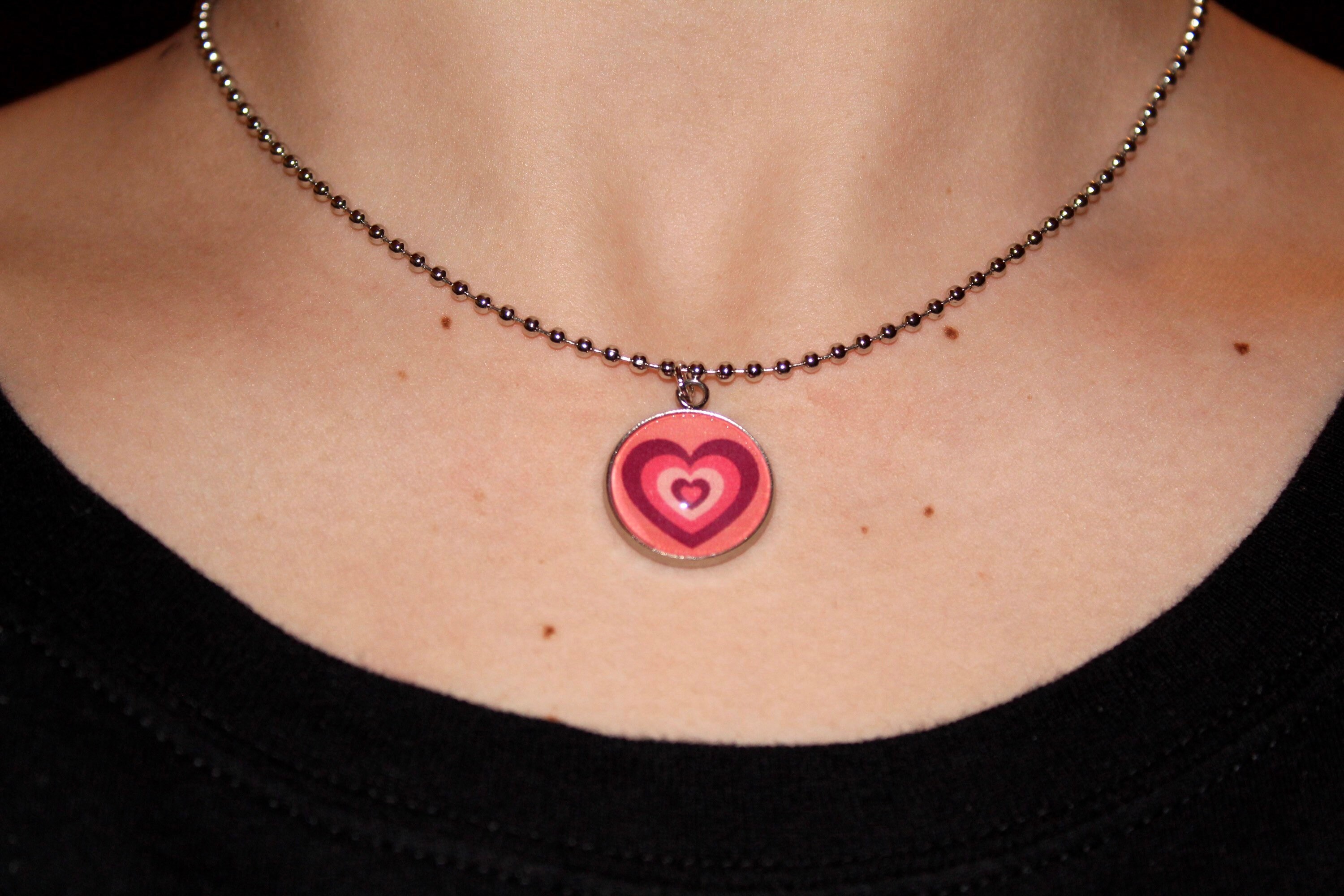 Jaded Love Coral Retro Hearts Necklace Etsy