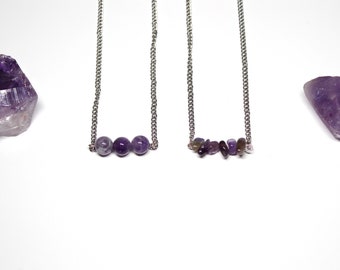 Jaded Love Amethyst Silver Beaded Necklace